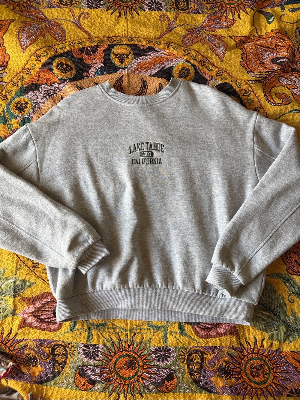 Lake Tahoe Oversized California Grey Crewneck Sweatshirt